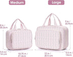 Narwey Travel Toiletry Bag for Women Large Hanging Makeup Bag Organizer Toiletries Bag for Full Size Essentials Accessories Cosmetics (Pink Flower Buds (Large))