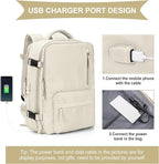 WONHOX Large Travel Backpack Women, Carry On Backpack,Hiking Backpack Waterproof Outdoor Sports Rucksack Casual Daypack with USB Charging Port Shoes Compartment,Beige