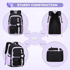 MOONBABY Girls Backpack, Kids Backpack for Girls, School bag for Primary Elementary Teenage, Middle School Students Bookbag