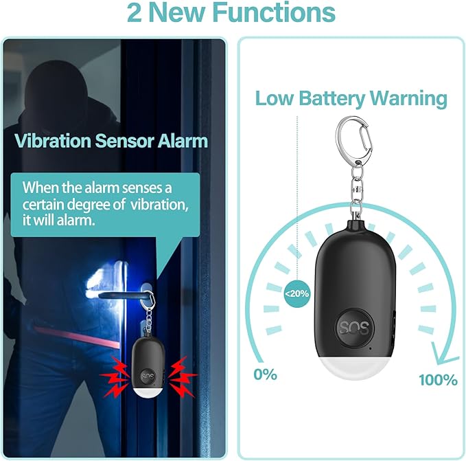 Hion Personal Safety Alarm for Women, 3 Pack Rechargeable 130dB Self Defense Keychain with LED Flashlight, Emergency Safe Sound Security Alarm for Children Elderly, White+Pink+Black