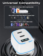 Hzevn USB C Car Charger, 3 Port PD Super Mini Cigarette Lighter Adapter, 2Pack USB-C & A Fast Car Charging for iPhone 16/15 Pro Max, Galaxy S25/S24, iPad, Pixel, Android Phones,White