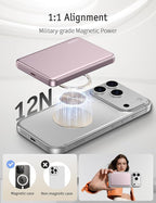 RORRY for Magsafe Portable Charger, 10000mAh Ultra Slim Magnetic Power Bank, 22.5W Fast Charging Wireless Portable Charger, USB C Battery Pack for iPhone 17/16/15/14/13/12 Plus Pro Max, Pink