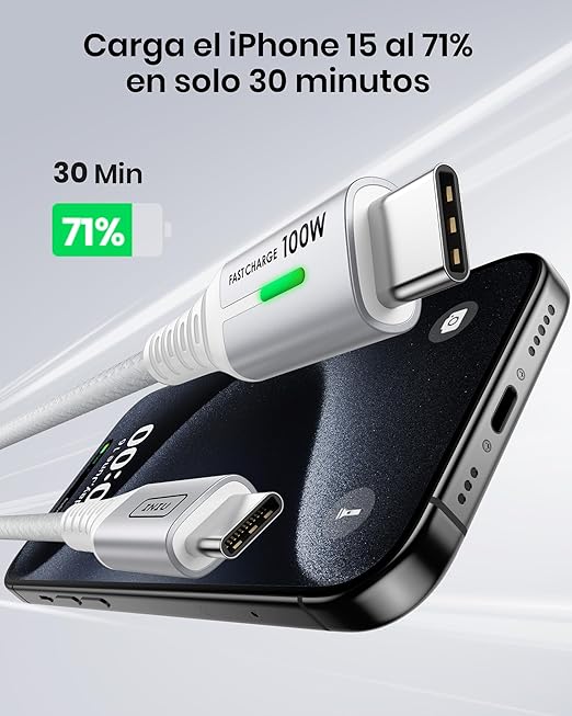 INIU USB C to USB C Cable [6.6ft, White, 2-Pack], 100w USB C to C Fast Charging Cable for iPhone 17 16 15 Pro Max Samsung S25 S24 Ultra Laptops MacBook iPad Air Switch etc.