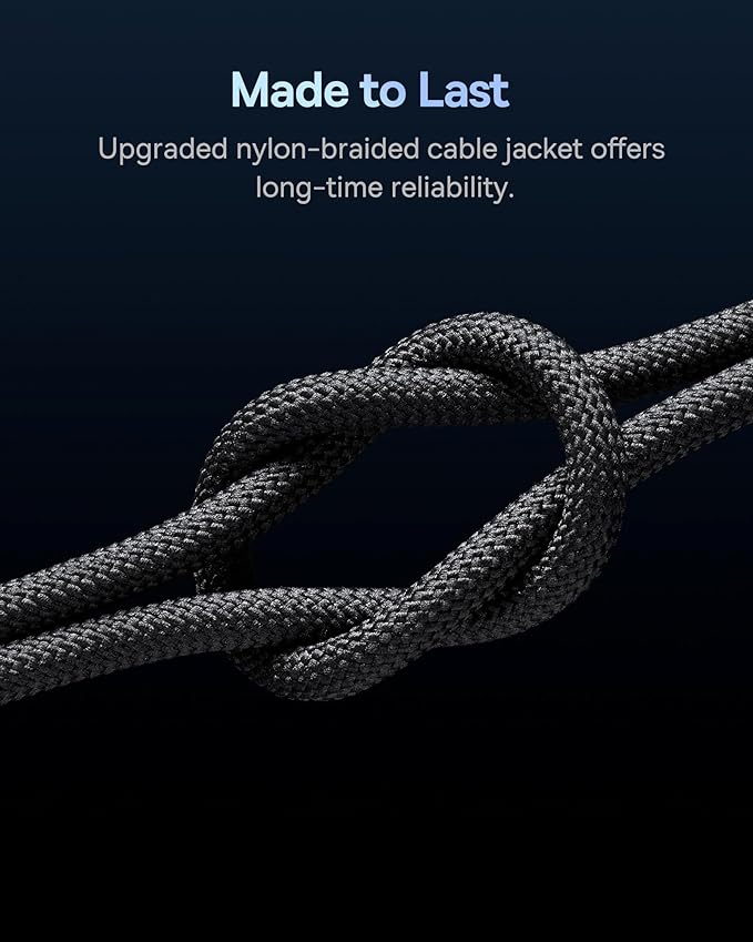 Baseus USB C Cable, 2-Pack 3.3ft 100W 5A Fast Charging USBC to USBC Cable, Zinc Alloy Nylon Braided USB Type C Charger Cord for iPhone 16 15 Pro/Plus/Pro Max, MacBook, iPad Pro/Mini, Galaxy S24/S23