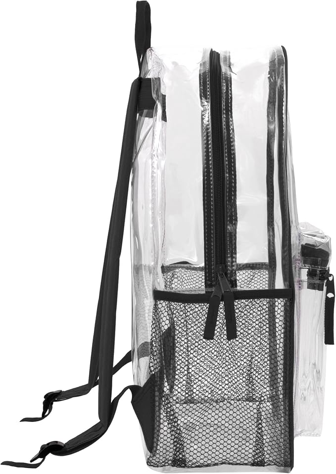 Trail maker Clear Backpack Heavy Duty with Padded Straps, Side Pockets for Kids, Boys, Girls, School, Stadium Approved Events