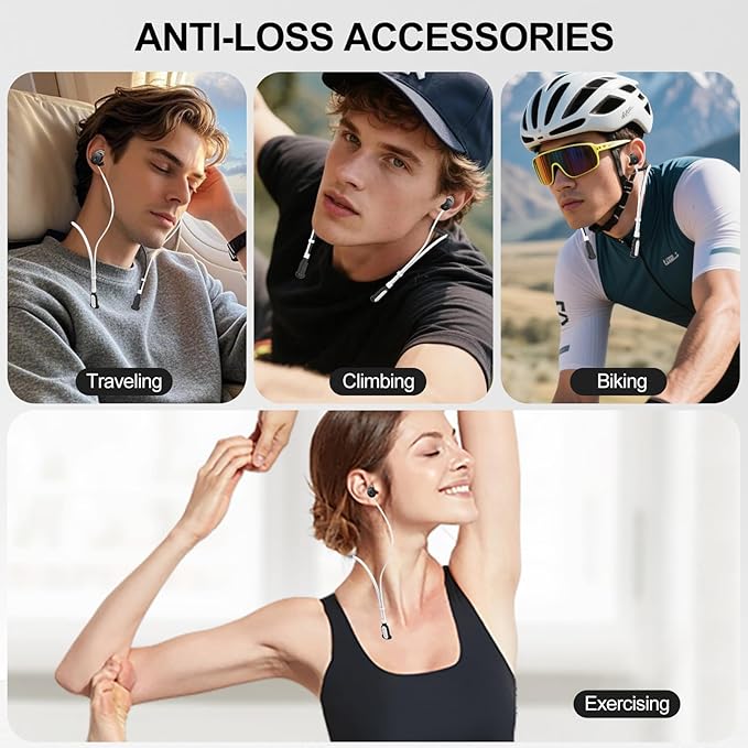 Compatible for Bose QuietComfort Earbuds (2024) Strap, Skin-Friendly Silicone Sports Neckband Wire Cord, Wireless Headphone Anti-Lost Strap, Black with White