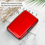 ELFISH Mini RFID Aluminum Wallet Credit Cards Holder Business Card Case Metal ID Case for Men Women (Red)