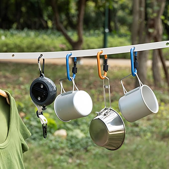 13.4Ft Portable Travel Clothesline is Also an Outdoor Camping Clothesline, Cruising Clothesline for Drying Clothes on Cruise Ships with 15 Clothespins, 1 Storage Bag (Black)