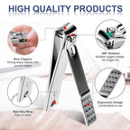 Manicure Pedicure Kit Nail Clippers Set Fingernails & Toenails Vibrissac Scissor 5 Pieces Best Care Tools for Man & Women with Travel Case (Gray/Black_A) (Primary Color of Stainless Steel_A)