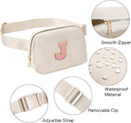 Gitus Belt Bag Fanny Pack Crossbody Bags with Initial Letter Patch Cute Stuff Birthday Gifts for Teenager Girls Trendy Preppy Stuff for Teen Girls(Beige-J)