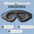 MyHalos® Sleep Mask – 3D Blackout Eye Mask for Women & Men, Side Sleepers, Zero Pressure Memory Foam Eyelash Friendly, Breathable,Award-Winning Sleep Aid for Travel (Black, 1 Count (Pack of 1)