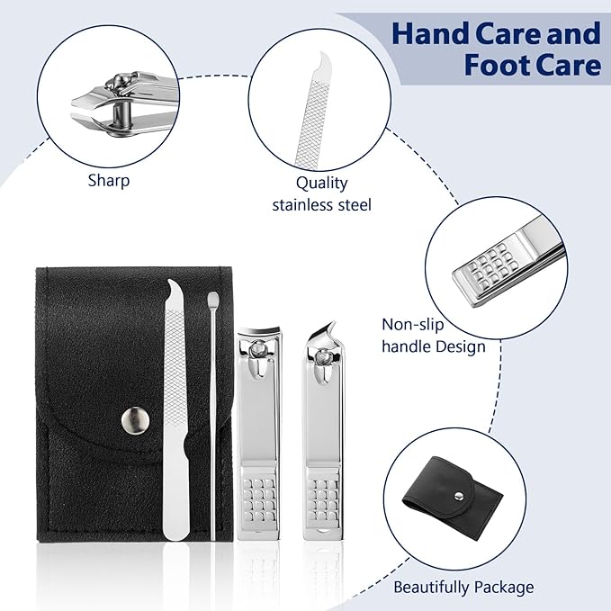 Geosar 50 Set Travel Manicure Kit Bulk Professional Nail Clippers Pedicure Nail Care Tools Grooming Stainless Steel Set with Portable Travel Case, Gift for Christmas Men Women(Black)