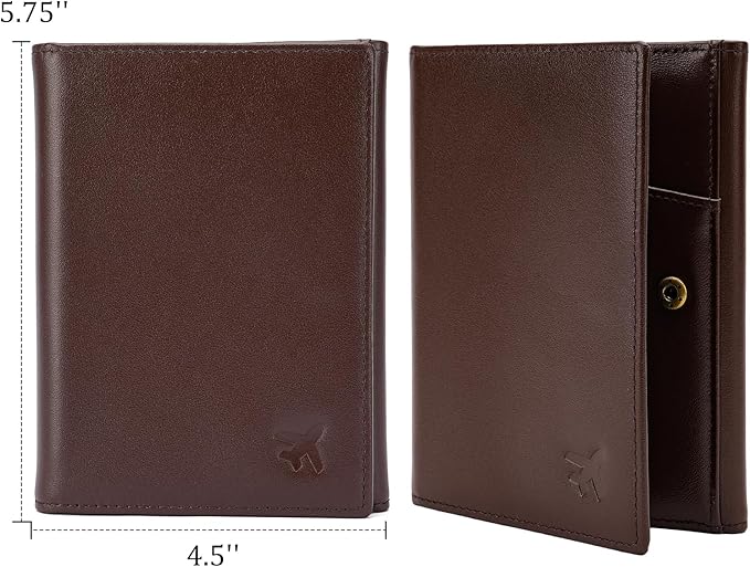 Polare Napa Leather Pilot Wallet Passport Holder RFID Blocking Tri-fold Travel Cover Document Organizer for Aviation Professionals (Coffee with AirTag Slot)