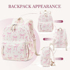 LOIDOU Backpack for Girls School Backpacks Bookbags for Elementary Middle School Women Laptop Backpacks (Mini Bow tie Beige, S-12)