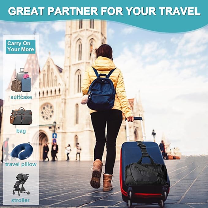 4Pack Luggage Straps for Suitcases, Travel Connector for Carry On Bag, Add Bag to Connect Two Suitcases, Adjustable Belt Attachment Accessories for Connect Your 3 Luggages, Light Blue