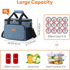 Lifewit Medium Lunch Bag, Insulated Lunch Box, Soft Cooler Cooling Tote for Adult Men Women, Light Blue 12-Can (9L)