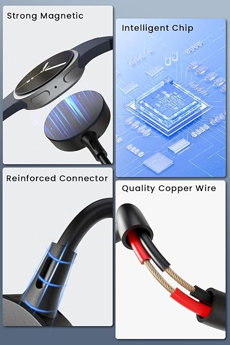 2 in 1 USB C/A Charger Compatible with Samsung Galaxy Watch 8/8 Classic /7/6/6 Classic/5 Pro/5/4/3/FE/Ultra 2025/2024/Active 1/2 Smartwatch 2 Pack Magnetic Fast Charging Cable-100cm