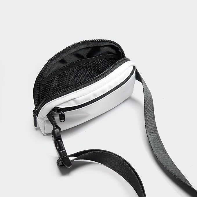 Pander Two Way Zipper Fanny Pack Nylon Everywhere Belt Bag for Women, Water Repellent Waist Packs, Crossbody Bags with Adjustable Strap (White).