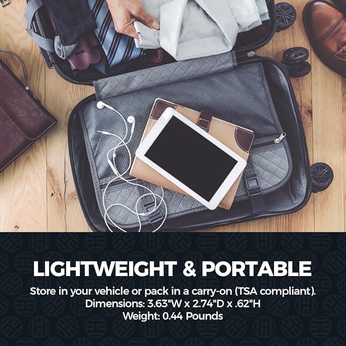 Halo RapidPack 10K DLX Power Bank | USB & USB-C Fast Charging for Multiple Devices, Smart Phones & Tablets, Synthetic Leather Wrapped, Portable Battery Charger, TSA Air Travel Approved — Gold