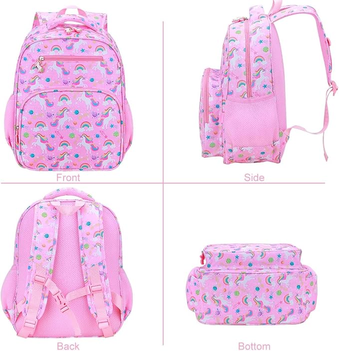 RHCPFOVR Kids Backpack for Girls - Girls Backpack 3-8 Ages Unicorn for Kids 15 Inch School Bookbag for Kindergarten Elementary School Bookbag for Girl 1st 2nd Grade