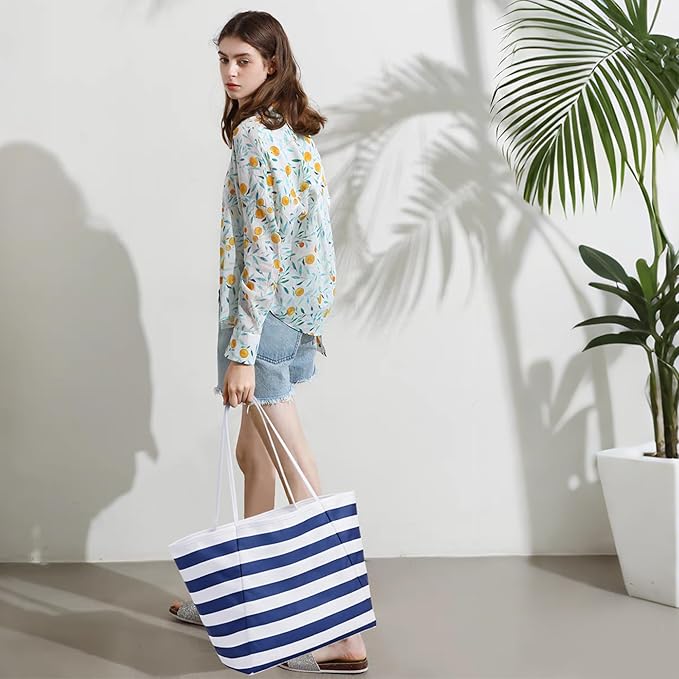 KALIDI Beach Tote Bag Women Large Waterproof Sandproof Shoulder Handbag Packable Grocery Bag Hobo Purse for Picnic Vacation