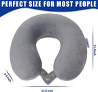 SAIREIDER Travel Pillows for Sleeping Airplane 100% Pure Memory Foam Neck Pillow for Airplanes Washable Cover(Grey)