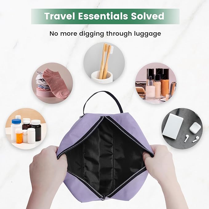 Carbrea Toiletry Bag for Women - Makeup bag Small Pouch for Toiletries, Cosmetics, Accessories, Gifts, Travel Organizer - Purple