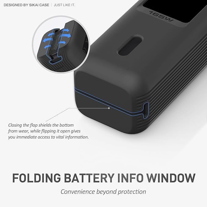 Silicone Case for Anker Laptop Power Bank (25,000mAh 165W) 1/4" Nut Hole,SD/SIM Card Storage, Display Protection&Dustproof, Travel Protective Cover Compatible with Anker Power Bank 165W/ A1695 (Black) | 25,000mAh, 165W, 1/4" Nut Hole, SD/SIM Card Stora...