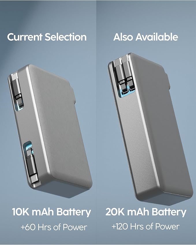 myCharge RetractaCharger 10000mAh Portable Charger Power Bank with 28-Inch Retractable 2 USB-C Cable | Built-in Wall Plug | 30W PD Fast Charging | USB-C & A Ports | Digital Display | Grey