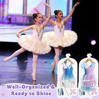 SLEEPING LAMB Dual-sided 6 Pockets Dance Garment Bags for Dancers, 40" Clear Kids Dance Costume Bag for Dance Competition Hanging Garment Bag for Ballet, Outfits, Cheer Uniform, Dress, 2 Packs, White