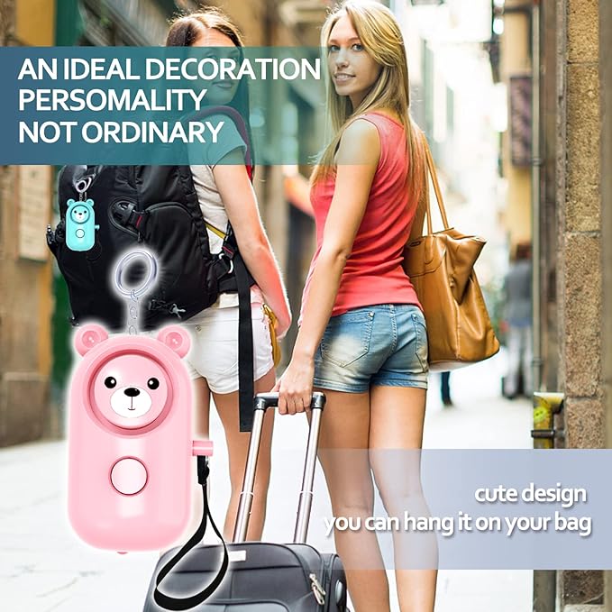 Personal Alarm Keychain 130dB 2 Pack, Multi-Function with LED Light, Safety Loud Self Defense for Women Girl Kids Elderly, Portable Security Cute Safe Sound Siren (Green+Pink)