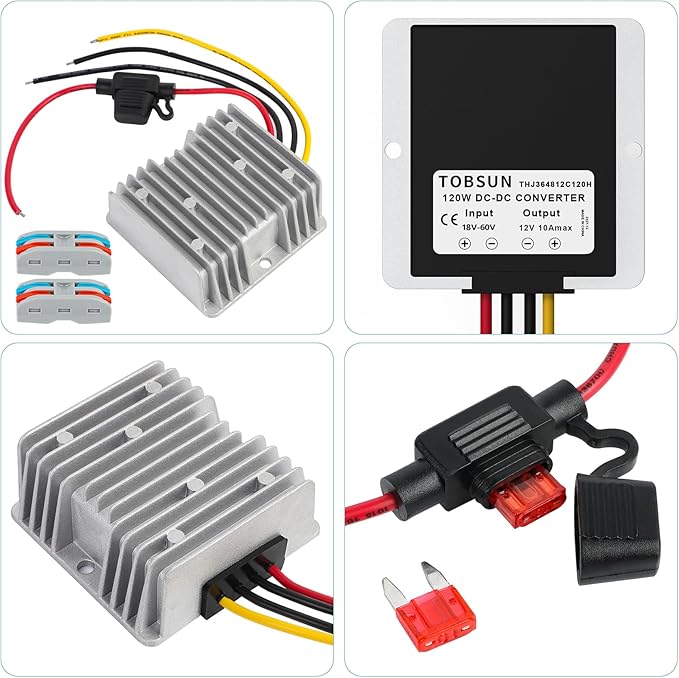 HOMELYLIFE 10A 120W Golf CART 24V 36V 48V to 12V Converter DC to DC Voltage Reducer Step Down Transformer Waterproof