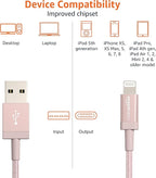 Amazon Basics USB-A to Lightning Cable, Apple MFi Certified, Nylon Braided Cord for iPhone 14 13 12 11 X Xs Pro, Pro Max, Plus, iPad, Data Sync, High Speed Transfer, 3 Foot, Rose Gold