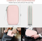 FYY Electronic Organizer, Travel Cable Organizer Bag Pouch Electronic Accessories Carry Case Portable Waterproof Double Layers Storage Bag for Cable, Cord, Phone, Earphone, Medium Size, Light Pink