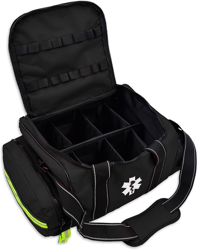 Lightning X Products Lightning X Pre-Stocked EMS/EMT Trauma Kit w/Large First Responder Bag & 256 Aid Medical Supplies - Black