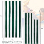 Exclusivo Mezcla 4 Pack Cotton Oversized 35x70 Inches Soft Cabana Stripe Thick Beach Towel, Super Absorbent Travel Bath Pool Towel (Forest Green)