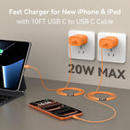 Phone 17 16 15 Charger Fast Charging, 10 FT Long USB C Charger Cord with 20W Type C Fast Phone Charging Block forPhone 17/17 Pro/17 Pro max/Air/Phone 16 15 Pro Max Plus, iPad, Android,Orange
