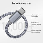 Basesailor for iPhone 17 16 Pro Max Charger Cord,USB to USB C Cable,Type C Charging Power Cord for Apple 17e 15 iPad 10 Air 4 5,Samsung Galaxy S26 S25 S24 S23,Grey,3Pack 3.3/6.6/10FT(1/2/3M)