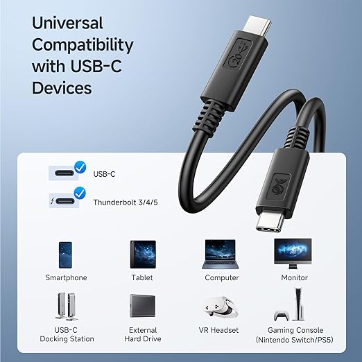 Cable Matters [USB-IF Certified] 20 Gbps USB C Cable / USB4 Cable - 6ft, Supports Up to [4K@120Hz Video, 100W Charging, 20Gbps Data Transfer], Black