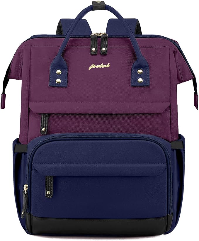 Laptop Backpack for Womem Work Bags: 15.6 Inch Travel BackPacks With USB Charging Port Anti Theft Fashion College BookBag Durable Back Pack Purse Bussiness Daypack for Nurse Teacher Purple Blue
