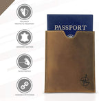 WANDERINGS Leather Passport Holder – Travel - Handmade Genuine Leather Wallet with Passport Pocket and Card Slots - RFID Blocking for Security Against Data Theft