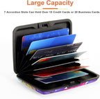 Mayski Credit Card Holder, RFID Blocking, Aluminum Alloy Hard Case, Small Mini Business Metal Wallet for Women Men, Colorful Flowers