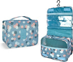 Lcsmaokin Large Capacity Toiletry Bag Travel Bag with Hanging Hook for Men and Women Waterproof Travel Cosmetic Bag Bathroom Storage Bag for Brushes Set,Full-Sized Shampoo,Accessories-Blue Flower