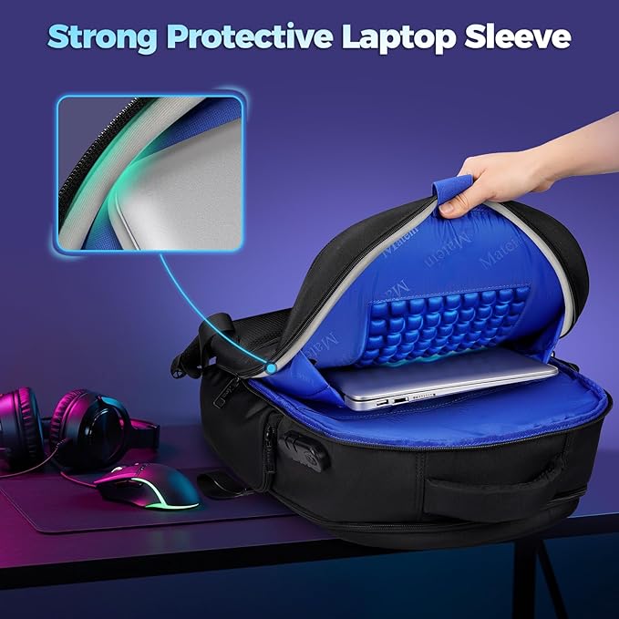 MATEIN 17.3 Inch Gaming Laptop Backpack for Men, TSA Friendly Travel Laptop Backpack with Organizer Pouch, Rain Cover, Padded Laptop Protection, Anti Theft Pocket, Carry On Gaming Bag