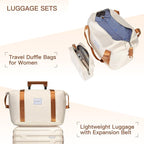 6 Piece Luggage Sets with Bags, Lightweight Expandable Checked Luggage Sets, Hardshell ABS Spinner Wheels Carry on Suitcase with TSA Lock, for Travel, Women Men (Cream Brown, 18/20/24/28inch+2bags)
