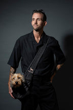 Noah & Paw Dog Sling Carrier for Small Dogs 5-18lb, Dog Sling for Small Dogs and Cats, Dog Carrier with Adjustable Padded Strap, Premium Denim, Lined with Fur, Double Safety Feature, Machine Washable