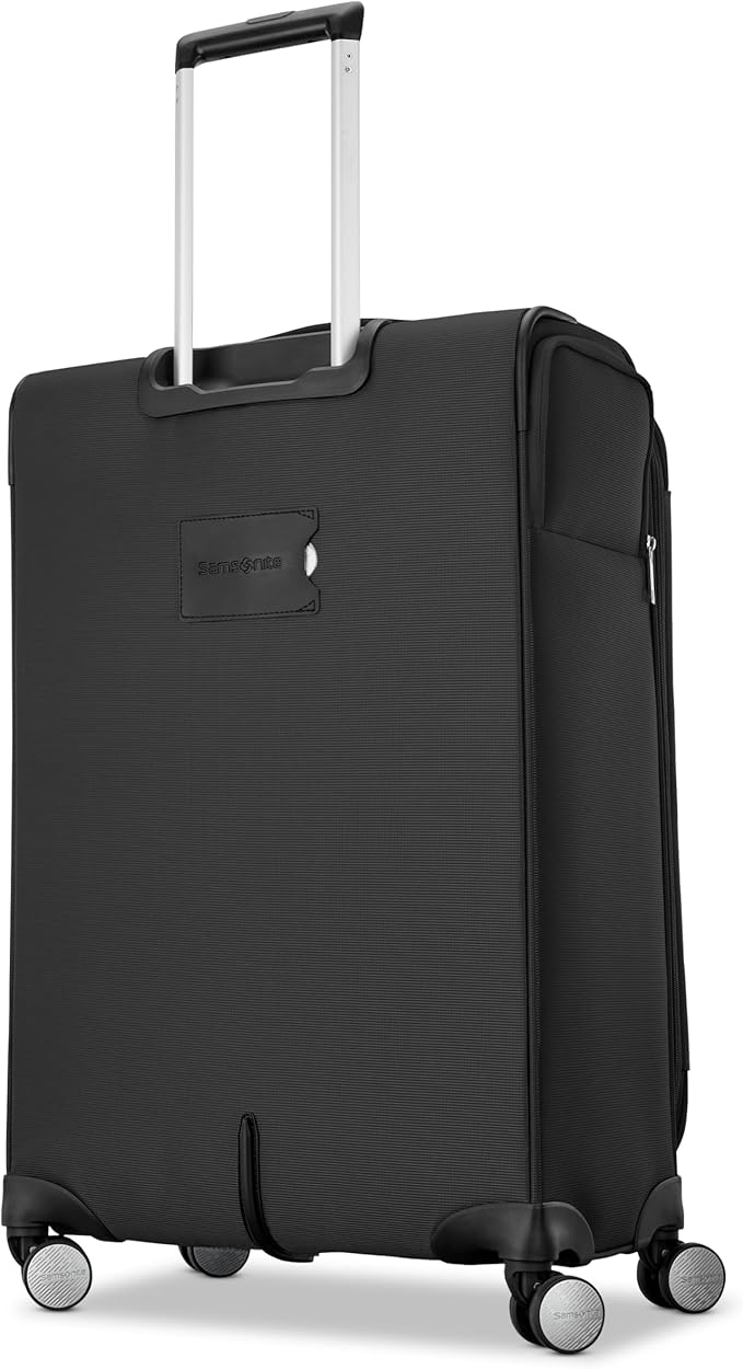 Samsonite 2-PC Soft-Sided 21/25” (Carry-On & Medium Checked), Lightweight Expandable Element Luggage Set: 2 Front Pockets & Side Pocket, Four Spinner Wheels, Adjustable Handle, Durable- Black