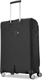 Samsonite Soft-Sided 25-Inch Lightweight Medium Checked Expandable Element Suitcase: Durable, 360° Spinner Wheels, Adjustable Telescopic Handle, 2 Front & 1 Side Pocket -Black