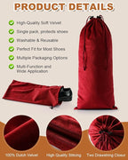 4 Pcs Single Shoe Bags for Travel, 17.3"x8.6" Washable Travel Shoe Bags for Packing in Suitcase, Velvet Dust Bag with Drawstring, Shoe Pouch for Women and Men, Travel and Home Storage (Rio Red)