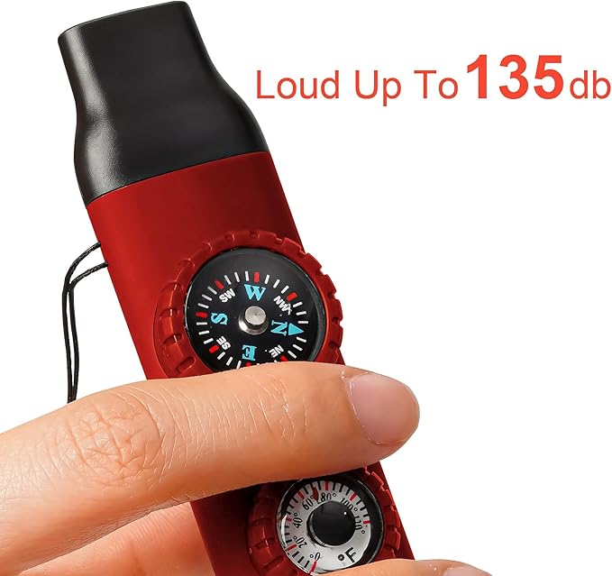 Emergency Survival Safety Whistle，Whistle for Kids with Lanyard,Compass,Thermometer,Ideal for Kayaking, Boating, Hiking, Camping, Climbing